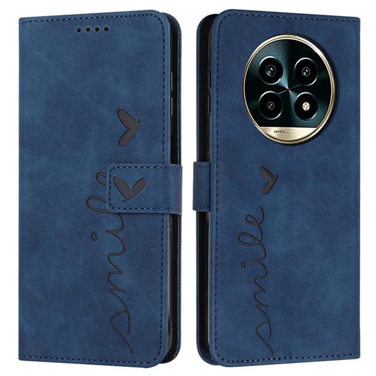 For Realme 13+ 5G / 13 Pro 5G (China) Case Viewing Stand PU Leather Phone Cover Imprinted Pattern - Sapphire
