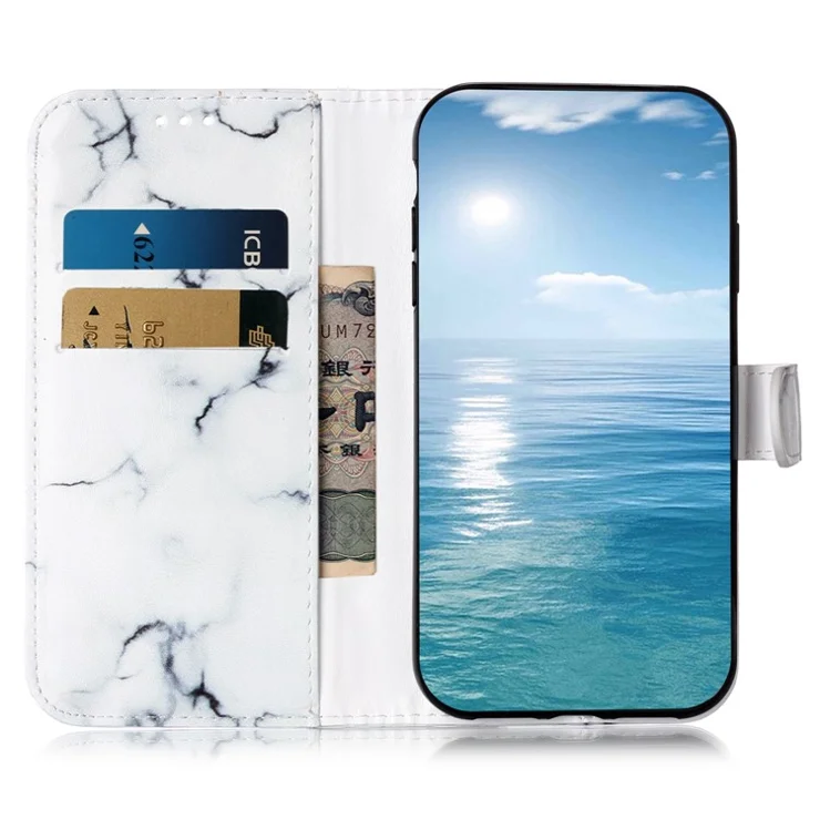 For Samsung Galaxy A16 4G / 5G Case Pattern PU Leather Flip Phone Cover - White Marble