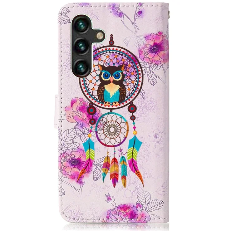 For Samsung Galaxy A26 5G Case Pattern Leather Wallet Phone Cover with Card Holder - Wind Chime Owl