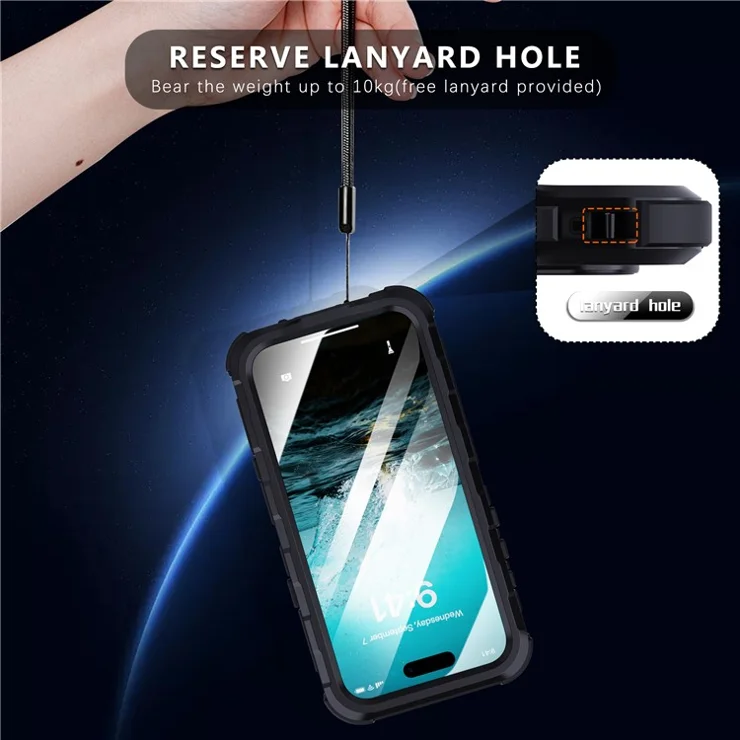 SHELLBOX M Series For iPhone 16 Pro Max IP68 Waterproof Case Metal Diving Phone Cover Compatible with MagSafe - Black