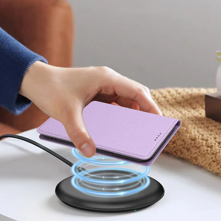 For iPhone 16 Pro Max Wallet Case RFID Blocking Litchi Texture Leather Mobile Cover - Light Purple