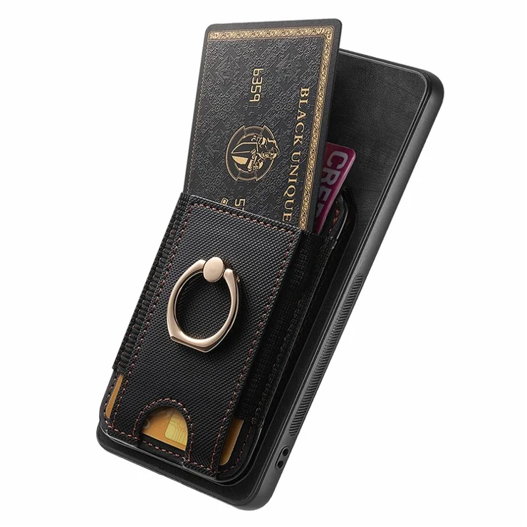 For Oppo Find X8 Pro 5G Case Compatible with MagSafe Leather Back Cover with Detachable Card Holder Kickstand - Black