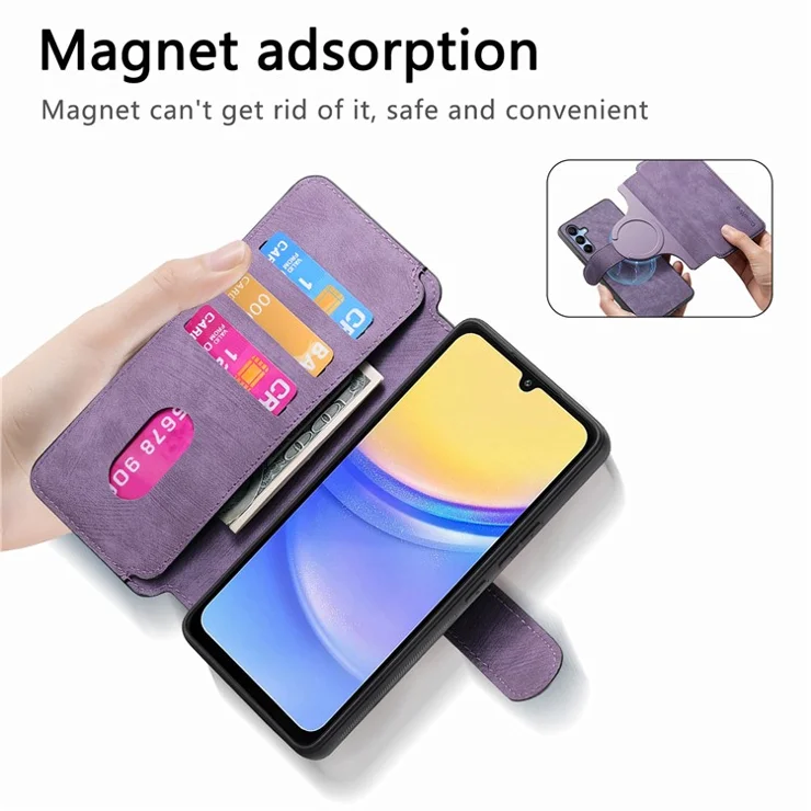 CASENEO MW-03 For Xiaomi 15 Pro Case with Detachable Wallet Leather+TPU Phone Cover - Purple