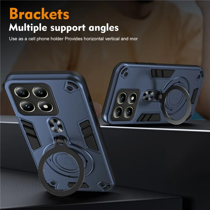 For Xiaomi 14T Case Rotatable Kickstand PC+TPU Drop Protection Phone Cover - Blue