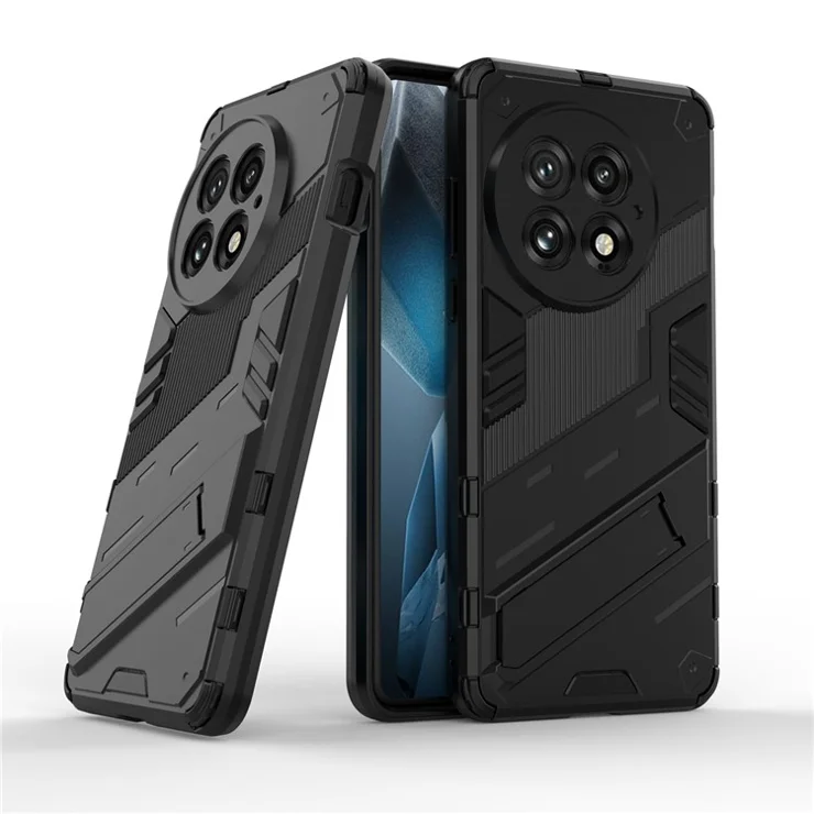 For OnePlus 13 Case PC+TPU Shockproof Phone Cover with Kickstand - Black