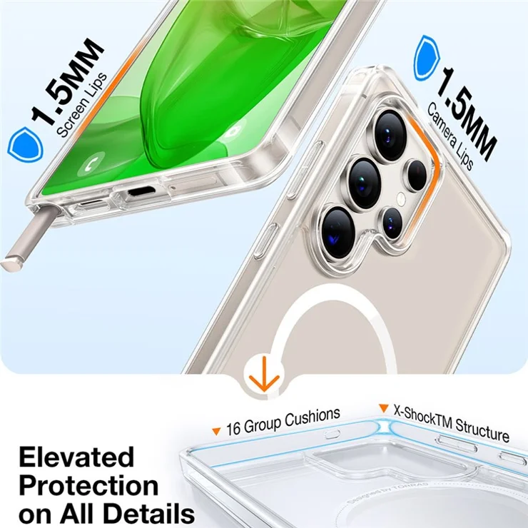 TORRAS For Samsung Galaxy S25 Ultra Case Compatible with MagSafe Skin-Touch Matte PC + TPU Phone Cover - Transparent