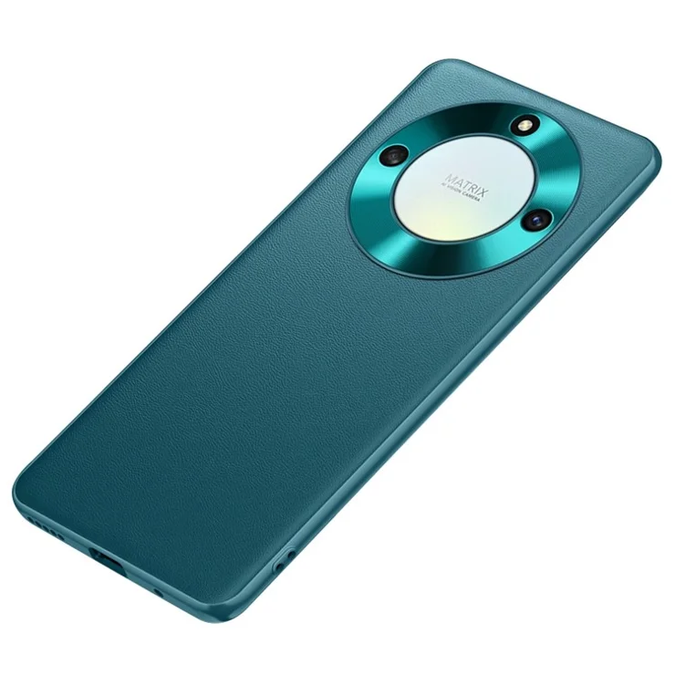 Phone Case for Honor X40 5G , Metal Lens Design Textured PU Leather Coating TPU + PC Protector Protective Cover - Blue