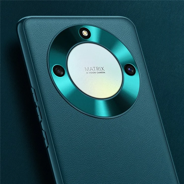 Phone Case for Honor X40 5G , Metal Lens Design Textured PU Leather Coating TPU + PC Protector Protective Cover - Blue