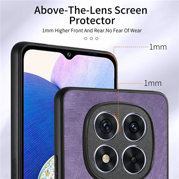 For Xiaomi Redmi Note 14 Pro 5G / Poco X7 5G Case Leather+TPU Back Cover with Card Slot Kickstand - Purple