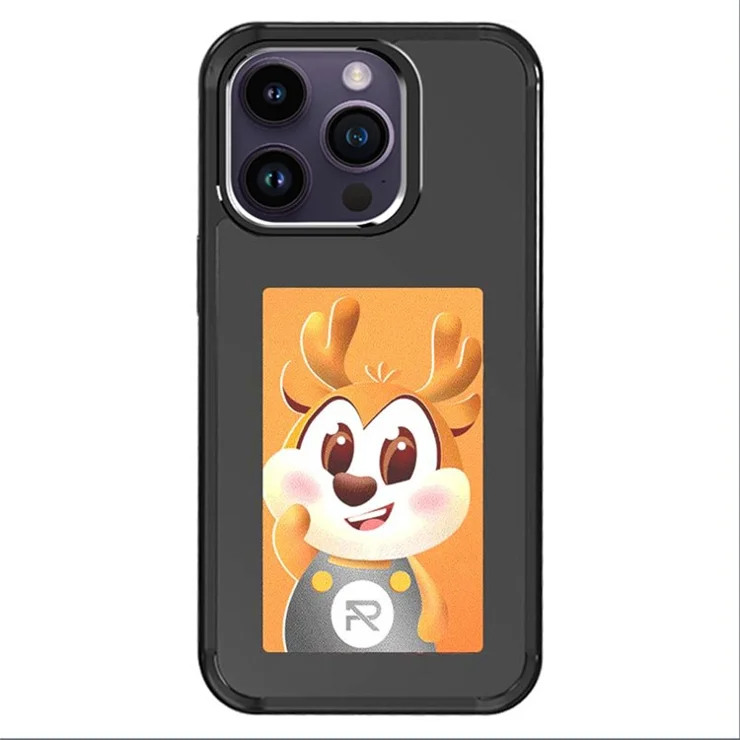 For iPhone 14 Pro Max Smart E-Ink Phone Case 4 Color HD 3.97 inch Display NFC DIY Customized Screen - Black