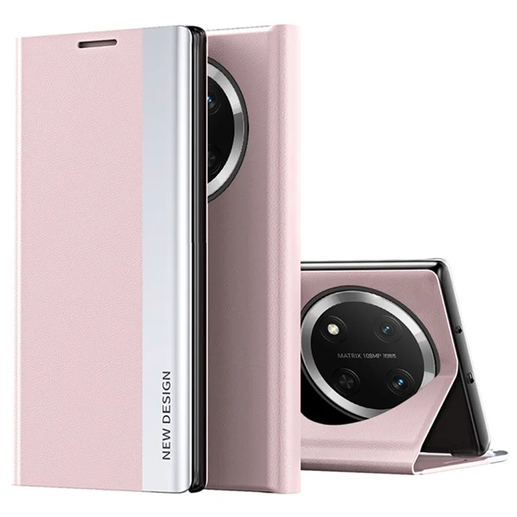 For Honor Magic7 Lite 5G / X9c 5G / X60 Pro 5G Case Anti-Drop Leather Phone Cover with Stand - Pink