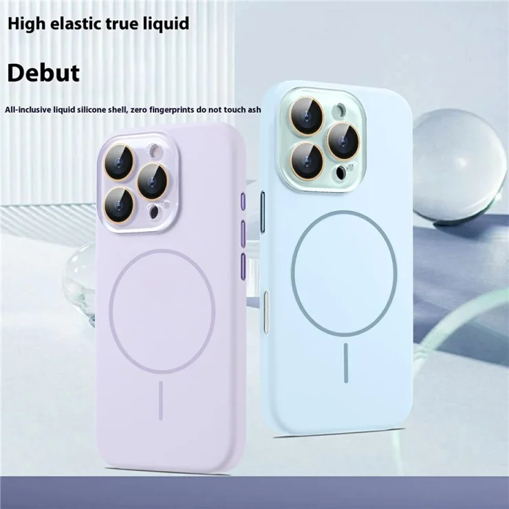 For iPhone 16 Pro Case Compatible with MagSafe Silicone Phone Cover with Camera Lens Full Protection - Brown