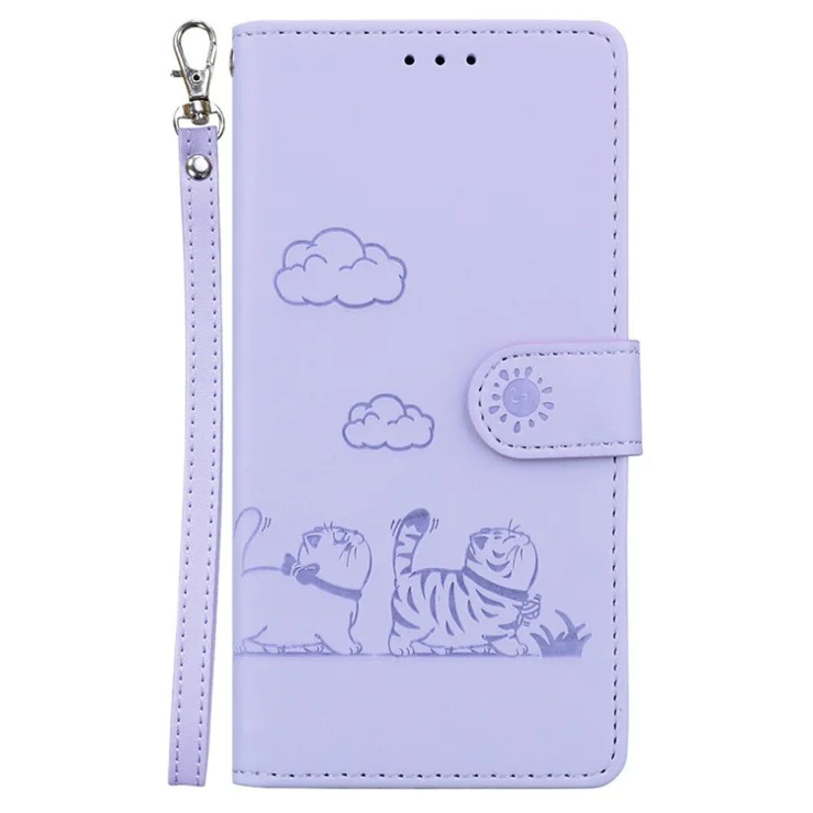 For OnePlus 13 Case RFID Blocking Kitten Pattern TPU+PU Leather Phone Cover - Purple
