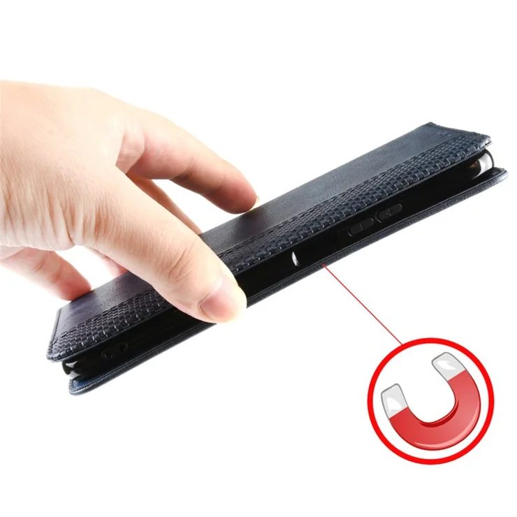 For TCL 503 Leather Case Wallet Stand Retro Texture Phone Cover - Blue