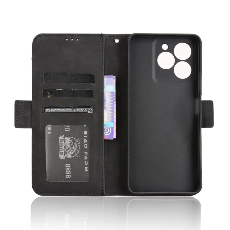 For Meizu Note 21 / Ulefone Note 20 Pro Leather Case Phone Wallet Cover with Multiple Card Slots - Black