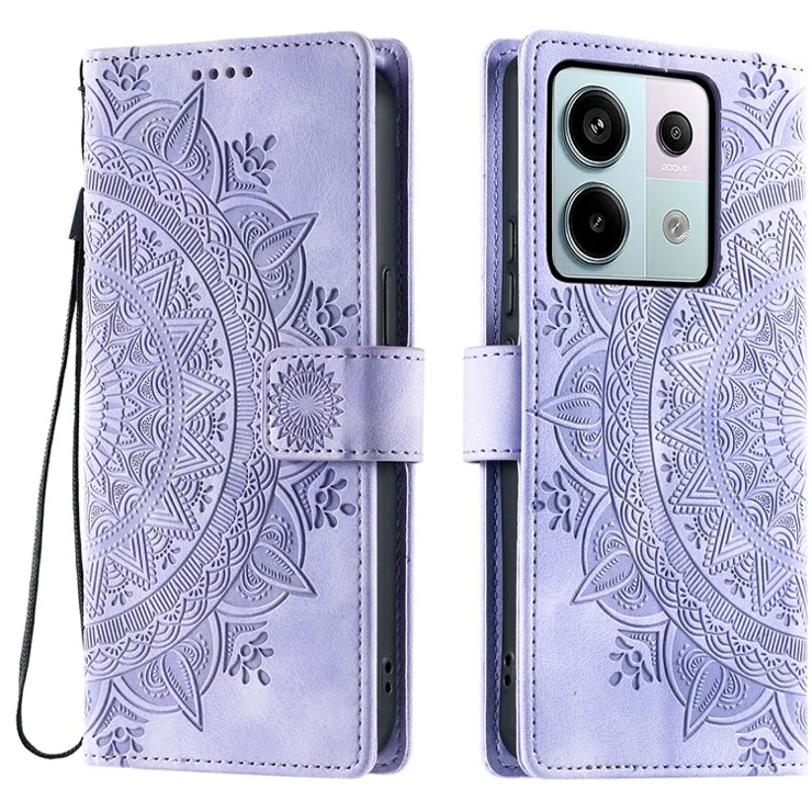 Style 018 For Xiaomi Redmi Note 13 Pro 5G Case Imprinted Totem Skin Feel Wallet Leather Phone Cover - Purple