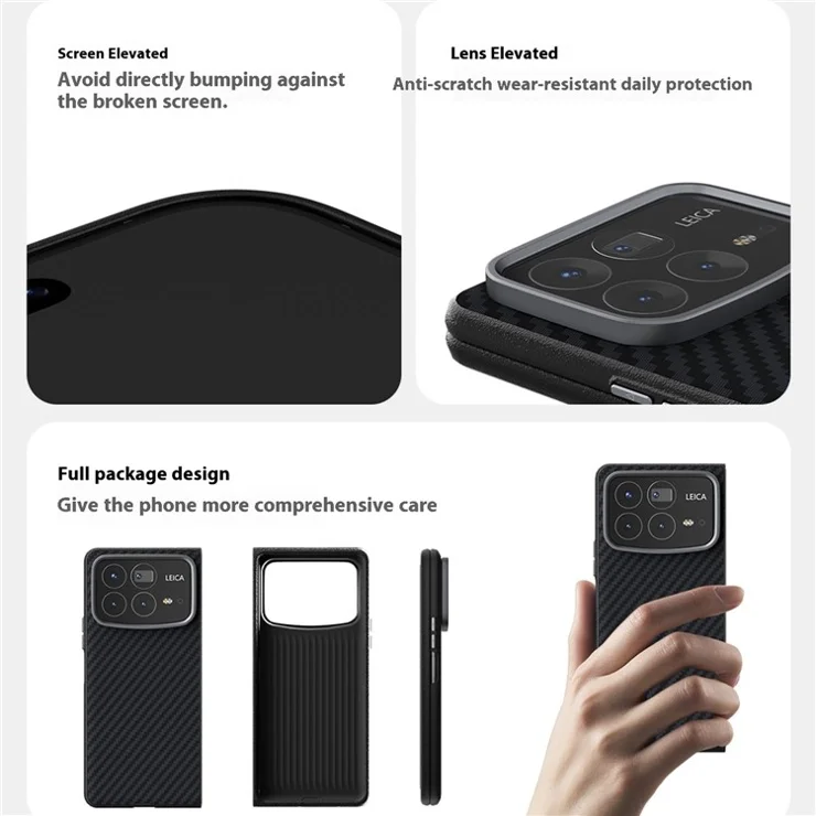 ABEEL For Xiaomi Mix Fold 4 5G Case Compatible with MagSafe Carbon Fiber Texture Back Cover - Black / Red