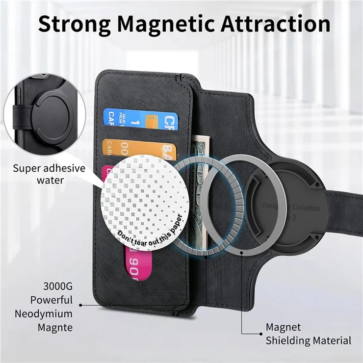 CASENEO MW-03 For iPhone 14 Plus Case with Detachable Wallet Leather+TPU Phone Cover - Black