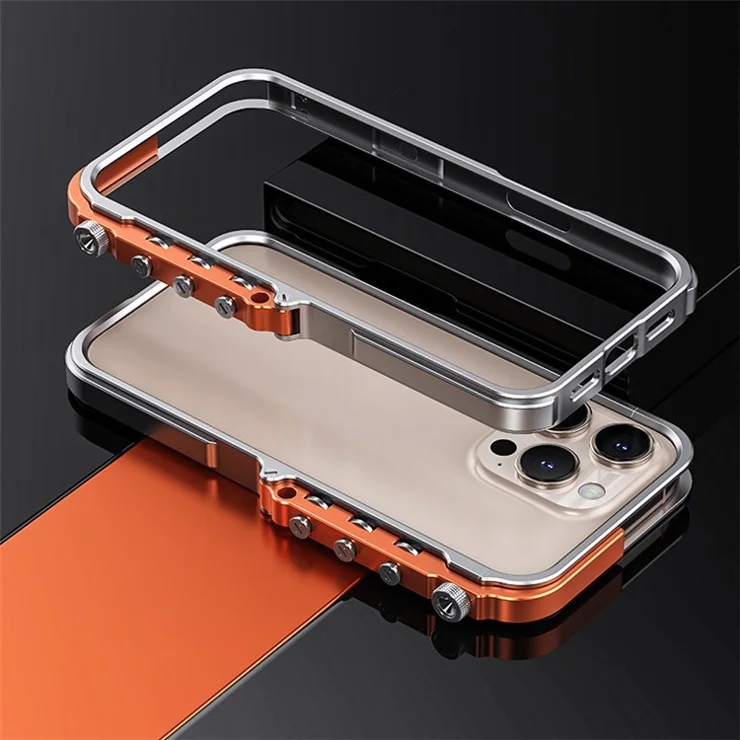 For iPhone 15 Pro Bumper Case Aluminum Alloy Metal Frame Phone Cover - Silver