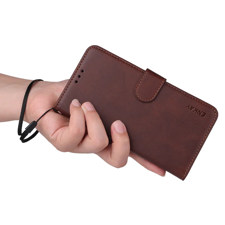 For Samsung Galaxy A56 5G / Galaxy A36 5G PU Leather Wallet Case ENKAY Phone Stand Cover with Tempered Glass Film - Black