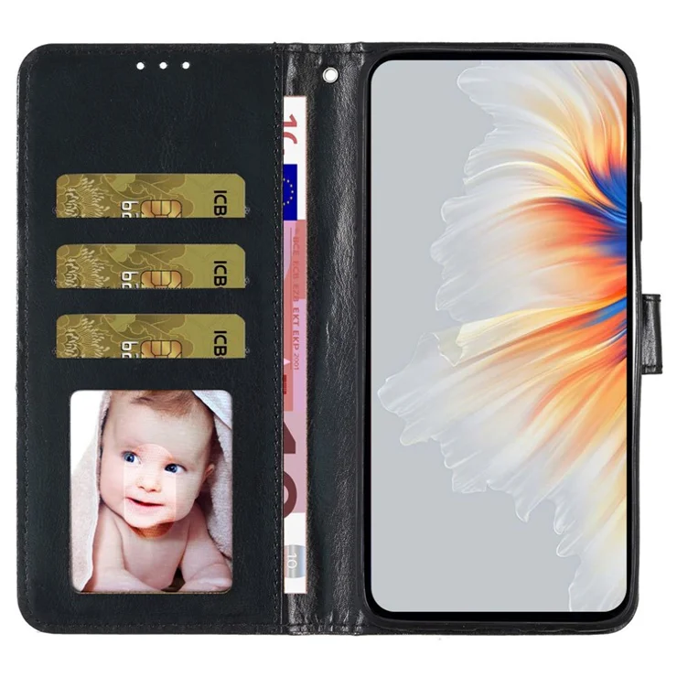 For Motorola Moto G75 5G Wallet Case Glitter Anti-Scratch Leather Phone Cover Stand - Black
