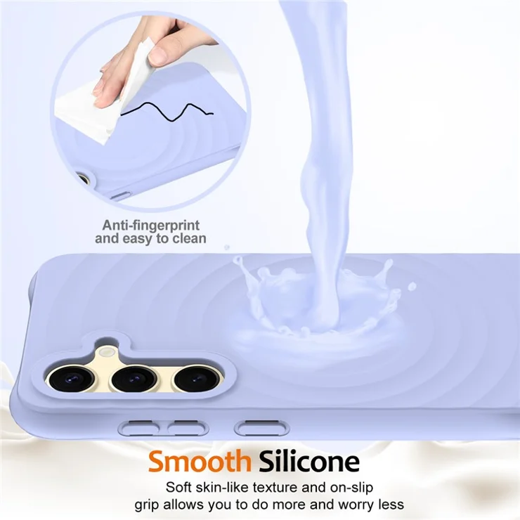 For Samsung Galaxy S25 Case Compatible with MagSafe Ripple Texture Liquid Silicone Protective Cover with Strap - Purple