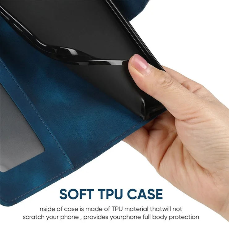 For OnePlus 12R 5G / Ace 3 5G Stand Case Line Pattern Leather Phone Cover - Blue