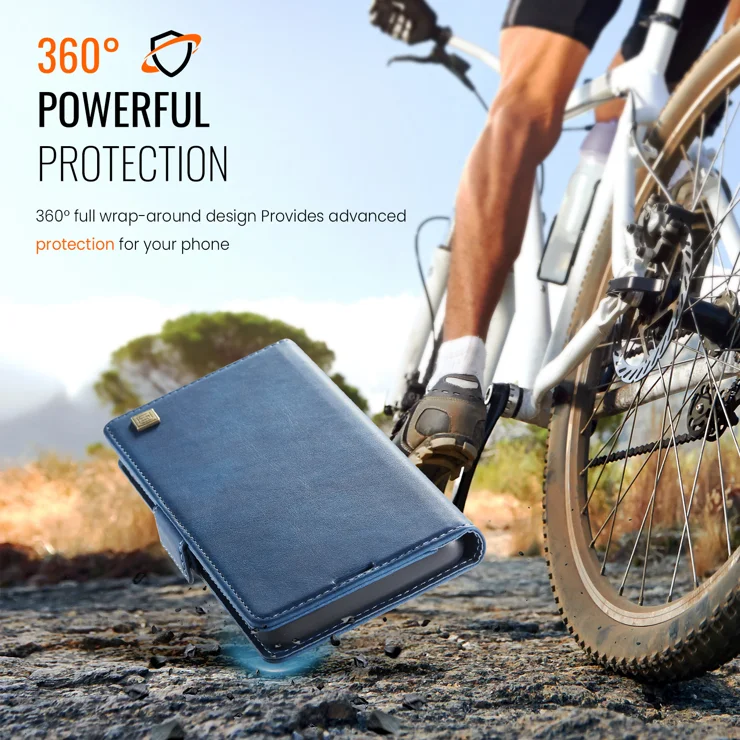 For Samsung Galaxy S23 FE Case AUTSPACE A11 RFID Blocking Retro Leather Cell Phone Wallet Cover - Blue