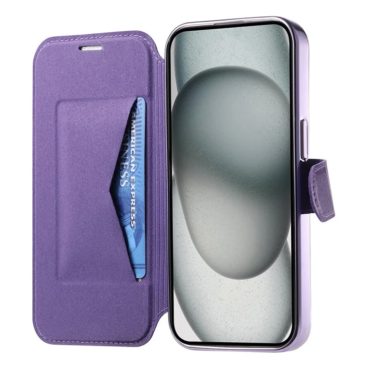 For iPhone 13 Case Compatible with MagSafe Detachable Leather Phone Cover with Lens Film - Light Purple