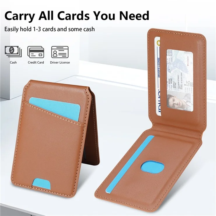 For Samsung Galaxy A55 5G Case Compatible with MagSafe Detachable Card Holder Kickstand Leather Phone Back Cover - Brown