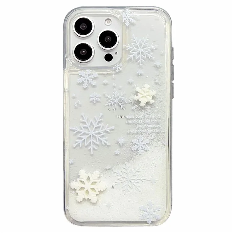 For iPhone 13 Pro Max Case Snowflake Style Liquid Quicksand TPU Protective Cover - Big Lens Cutouts