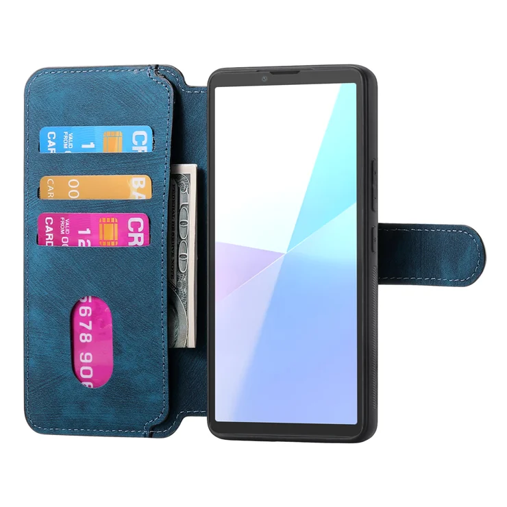For Sony Xperia 10 VI Magnetic Case CASENEO Detachable Leather Phone Wallet Cover - Dark Blue