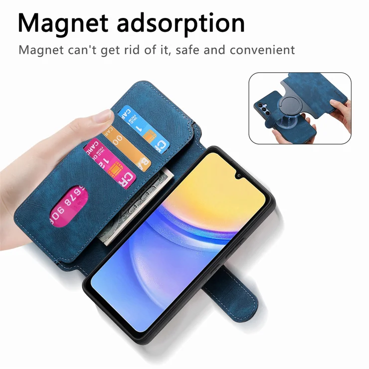 For Xiaomi 14T Pro Magnetic Case CASENEO Detachable Leather Phone Wallet Cover - Dark Blue