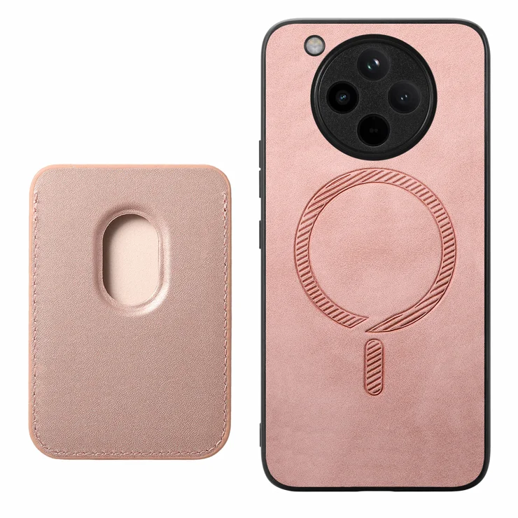 For Oppo Find X8 5G Case Detachable Magnetic Card Bag Leather Phone Back Cover - Rose Gold
