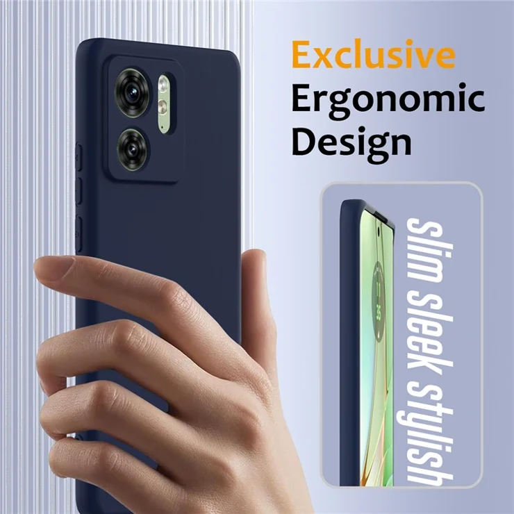 For Motorola Edge 40 5G Case Compatible with MagSafe Anti-Drop Liquid Silicone Phone Cover with Lanyard - Dark Blue
