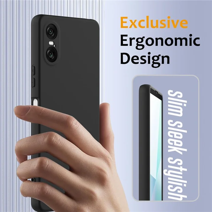 For Sony Xperia 10 VI Case Compatible with MagSafe Anti-Drop Liquid Silicone Phone Cover with Lanyard - Black