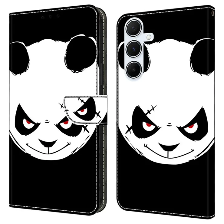 For Samsung Galaxy A15 5G / 4G Case Pattern Printing Anti-Drop Leather Flip Wallet Phone Cover - Angry Panda