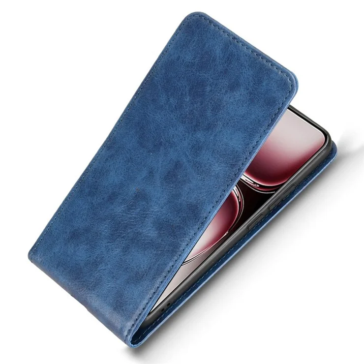 For Oppo Reno12 5G (Global) Case with Card Slot Magnetic Vertical Flip Leather Phone Cover - Dark Blue