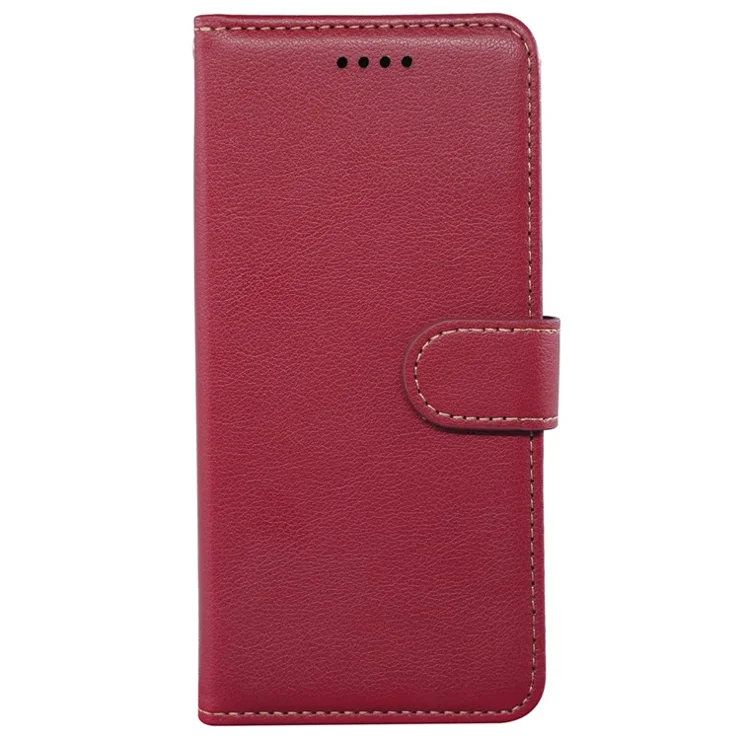 For iPhone 13 Leather Case Litchi Texture Wallet RFID Blocking Phone Cover - Red
