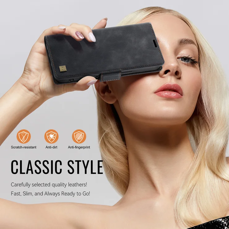 For Samsung Galaxy Note20 Ultra Case AUTSPACE A11 RFID Blocking Retro Leather Cell Phone Wallet Cover - Black