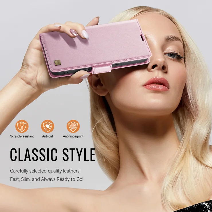 For Google Pixel 8 Case AUTSPACE A11 RFID Blocking Retro Leather Cell Phone Wallet Cover - Pink