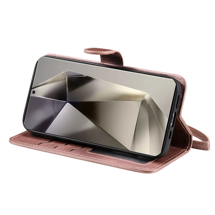 For itel S25 Ultra Case 2 in 1 Detachable Magnetic Leather Wallet Mobile Cover with Strap - Rose Gold