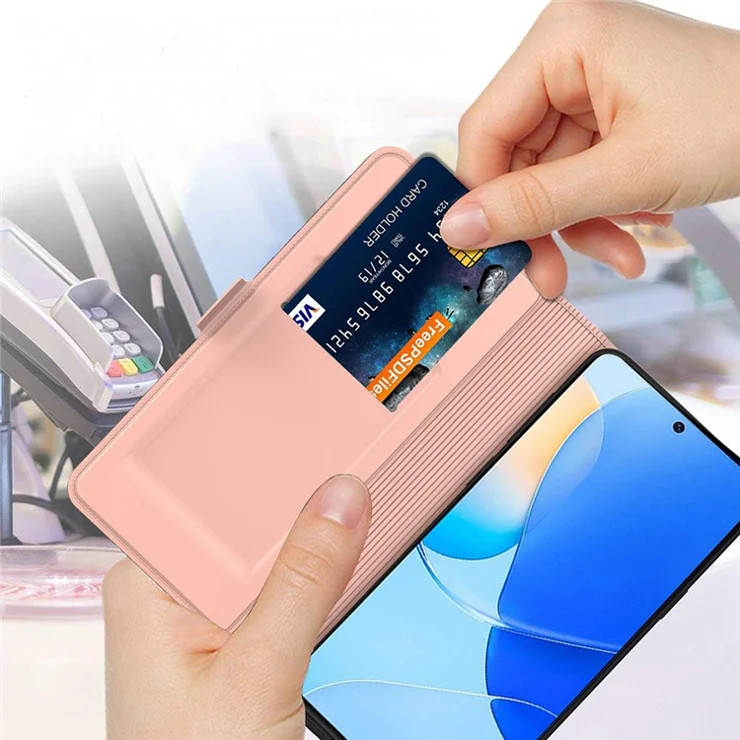 For Honor X9c Smart 5G / X60 5G Case Shockproof TPU Inner Shell Leather Phone Cover Card Slot - Rose Gold