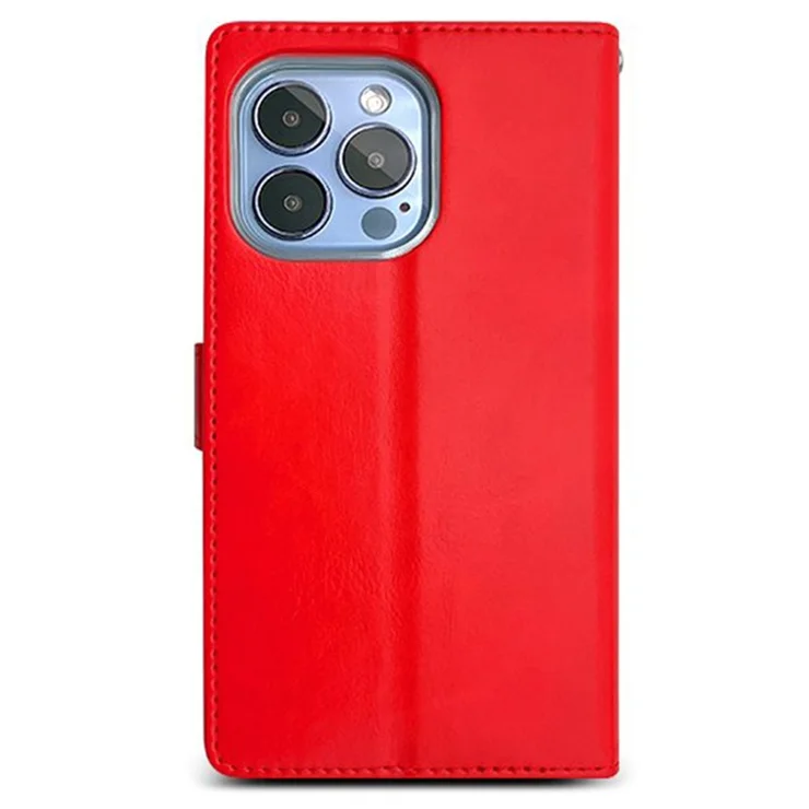 SIMPLY ROAR For iPhone 14 Pro Max Leather Case Wallet Flip Stand Phone Cover - Red