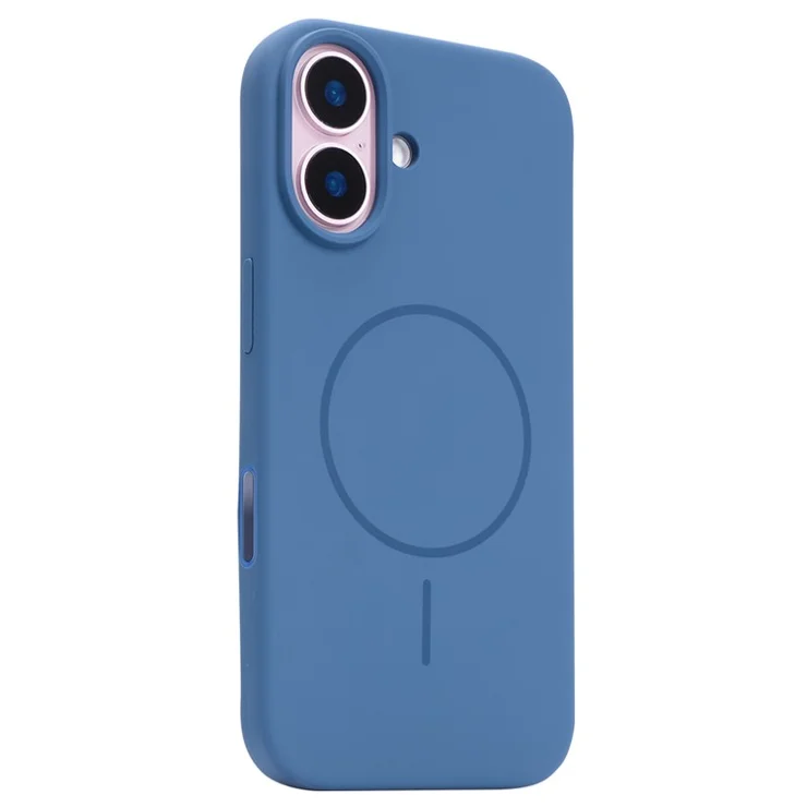 For iPhone 16 Case Compatible with MagSafe Liquid Silicone Phone Back Cover with Camera Button - Dark Blue