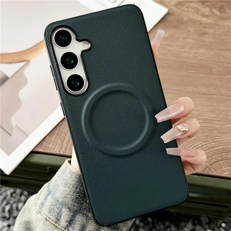 For Samsung Galaxy A36 5G Case Compatible with MagSafe PU + TPU Phone Back Cover - Blackish Green