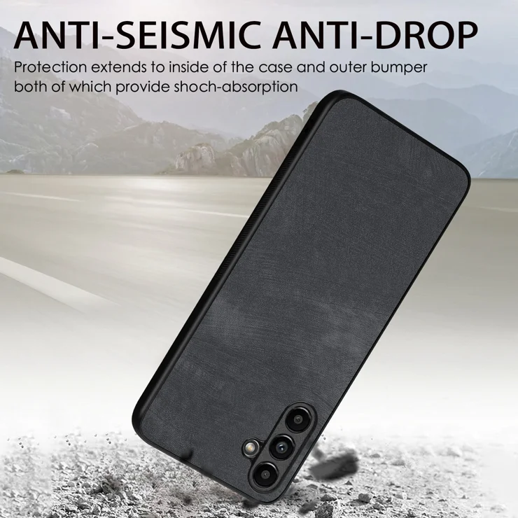 For Samsung Galaxy A26 5G Case Shockproof Slim Retro Leather Phone Back Cover - Black