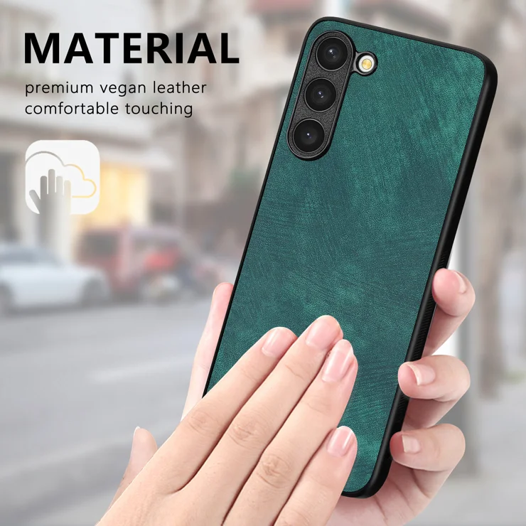 For Samsung Galaxy S22 5G Case Shockproof Slim Retro Leather Phone Back Cover - Green