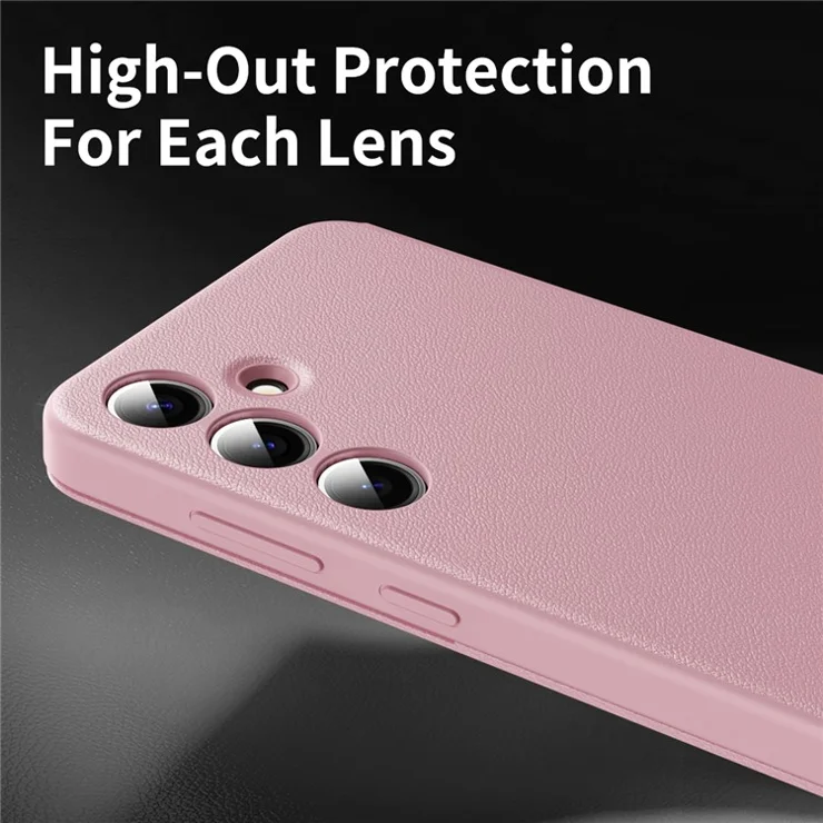 For Samsung Galaxy S25 Leather Phone Case with View Window Card Slot - Pink