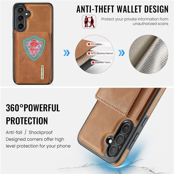 DG.MING M6 Series For Samsung Galaxy S25+ Case Magnetic Wallet PU + PC + TPU Phone Cover - Brown